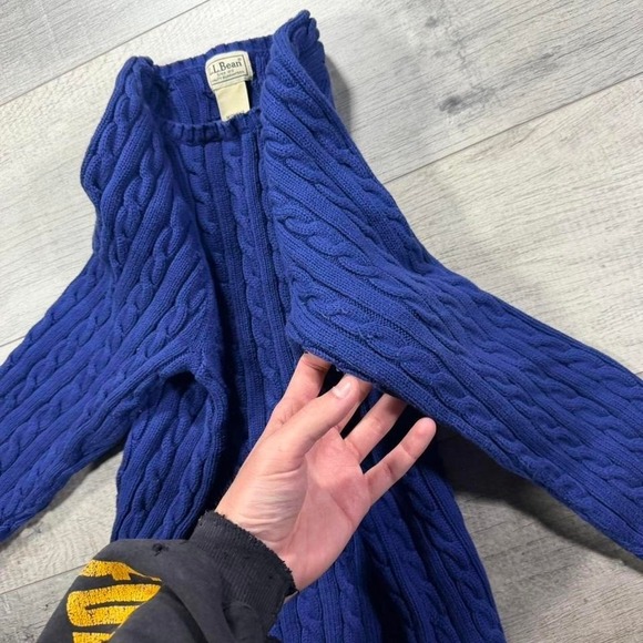 Vintage 2000s purple ll bean heavyweight cable knit women's sweater Size L - Picture 3 of 5